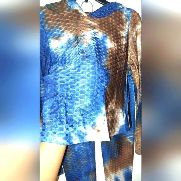 Women's Honeycomb Bubble Texture Tie Dye Butt Lift Activewear Sweatsuit Hooded M - Picture 9 of 10